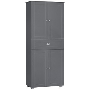 Aghana Digitals 72.5"H Gray Kitchen Pantry Cabinet with Adjustable Shelves, 2 Door Cabinets & - 1 of 4