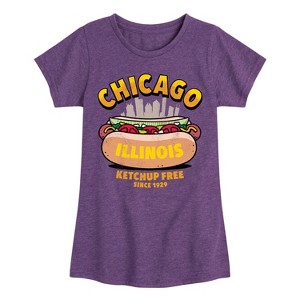 Girls' - Instant Message - Chicago Hot Dog Skyline Fitted Short Sleeve Graphic T-Shirt - 1 of 4