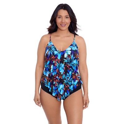 Women's Trimshaper Ronnie Tankini Swimsuit Top - Nocturnal Blooms