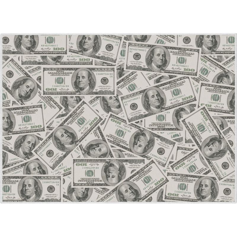 Well Woven Money Collection Hund Dollar Bill Collage 2006 Version Green Area Rug, 1 of 8