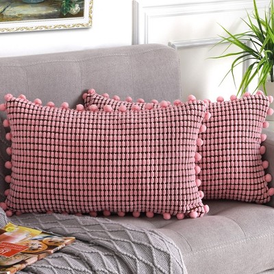 2 Pack Pom Pom Decorative Throw Pillow Covers