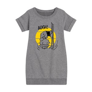 - Peanuts - Charlie Brown Flip Graphic Short Sleeve Fleece Dress - 1 of 4
