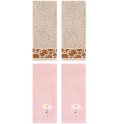 REGALWOVEN 4 Pcs Bathroom Soft Cotton Absorbent Hands Towels