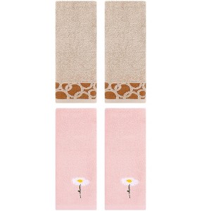 REGALWOVEN 4 Pcs Bathroom Soft Cotton Absorbent Hands Towels - 1 of 4