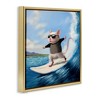 Stupell Industries Cool Surfer Mouse Blue Ocean Waves Floating Frame Canvas Art, Gold, 18" x 18" - 2 of 4