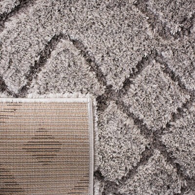 Gray Geometric High Pile Shag Area Rug, 8' x 10'