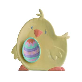 Transpac Yellow Easter Chick and Dip Serving Dish Set of 2