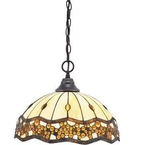 Toltec Lighting Any 1 - Light Pendant in  Dark Granite with 16" Roman Jewel Art Glass Shade - 1 of 1