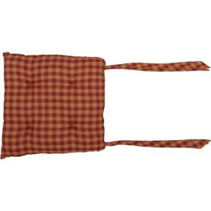 Burgundy Check Chair Pad VHC Brands - 1 of 3