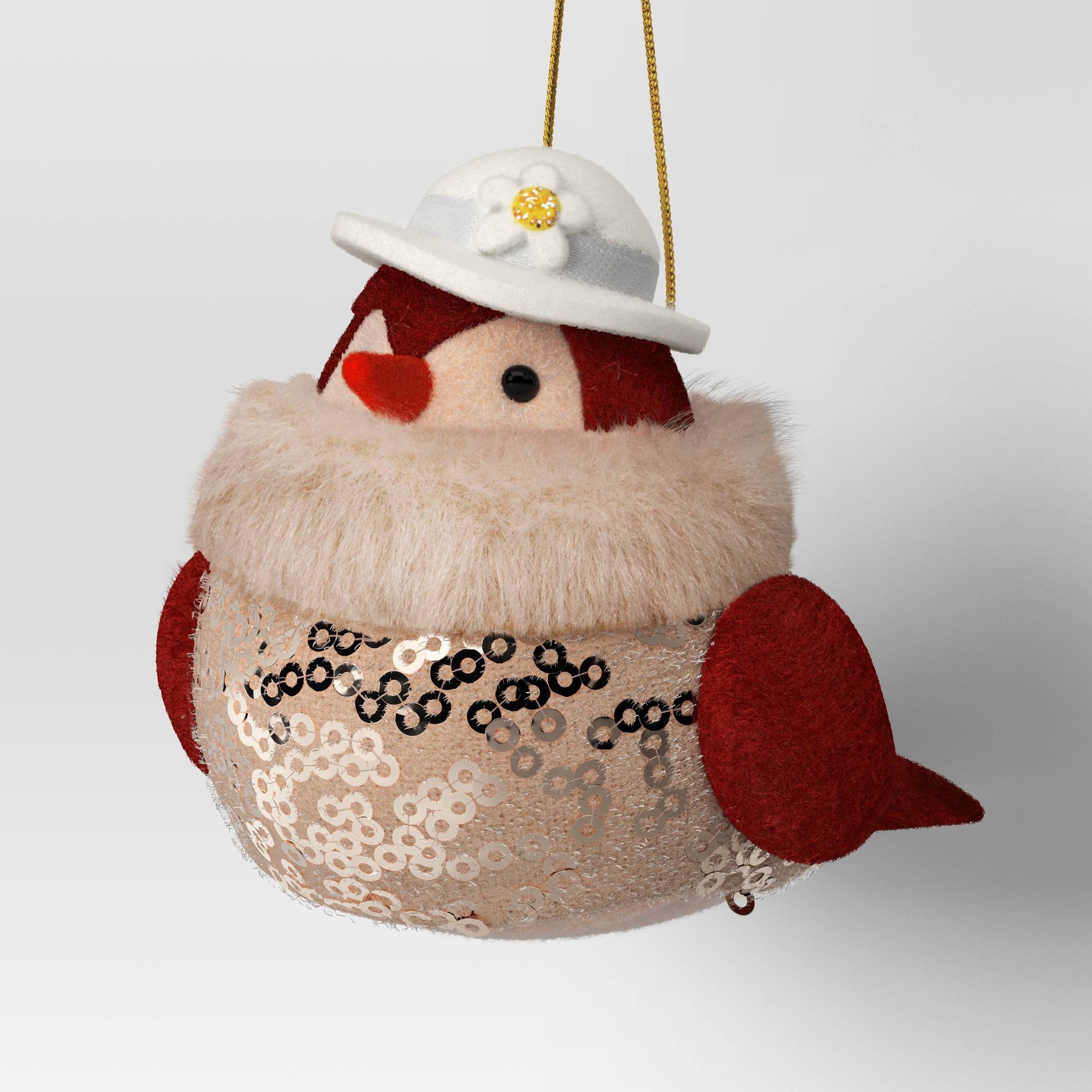 Christmas Featherly Friends Ornament White Hat - Wondershop™