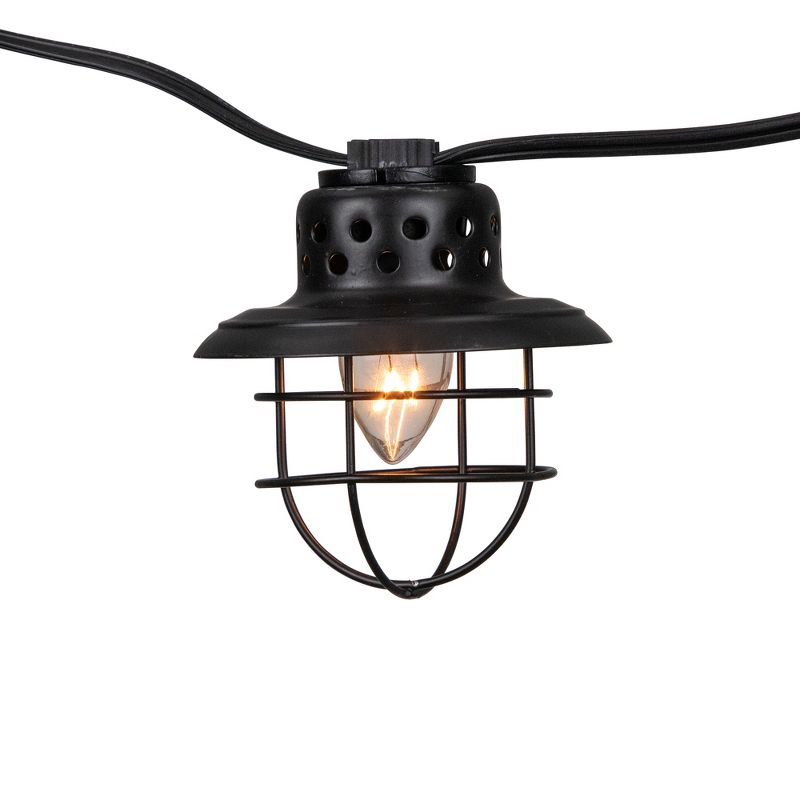 Northlight 10-Count Black Caged Fisherman Lantern Patio String Light Set - 9' Black Wire, 4 of 8