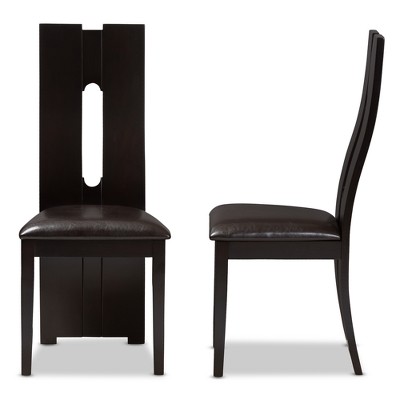 Alani Contemporary Dark Brown Faux Leather & Wood Dining Chair Set