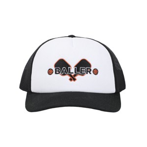 Pickleball Baller White & Black Foam Trucker Hat - 1 of 4