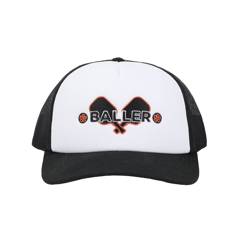 Pickleball Baller White & Black Foam Trucker Hat, 1 of 7