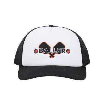 Pickleball Baller White & Black Foam Trucker Hat