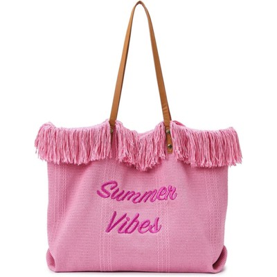 BEAFUP Personalized Embroidered Tote Bag - Large Capacity Travel Shoulder Bag for Women, Lettering Canvas Tote for Daily Wear