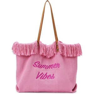FATMOON Personalized Embroidered Tote Bag - Large Capacity Travel Shoulder Bag for Women, Lettering Canvas Tote for Daily Wear - 1 of 4
