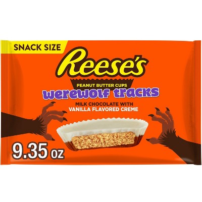 Reese's Peanut Butter Milk Chocolate & Vanilla Crème Werewolf Tracks Cup Halloween Candy Snack Size - 9.35oz