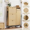 Shoe Storage Cabinet with 3 Flip Drawers, Rattan Hidden Freestanding Organizer with Adjustable Shelves - 2 of 4