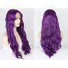 Unique Bargains Women's Long Fluffy Curly Wavy Lace Front Wigs with Wig Cap 24" Purple 1PC - image 3 of 4