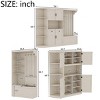Multifunctional Left-Right Combination Hall Cabinet With Storage And 4 Hooks, Wooden Cabinet/Hall Tree 2 In 1, Storage Cabinet-Cuddlewood - 4 of 4