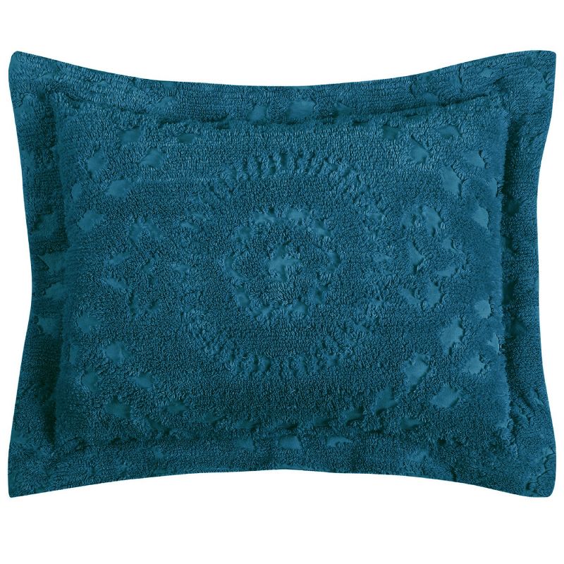 Standard Rio Collection 100% Cotton Tufted Unique Luxurious Floral Design Pillow Sham Teal - Better Trends, 1 of 5