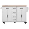 YOOCOZZ 56.5" Wood Rolling Kitchen Island with Drop Leaf, Racks, Storage Cabinets and Drawers, Charging Station - 2 of 4