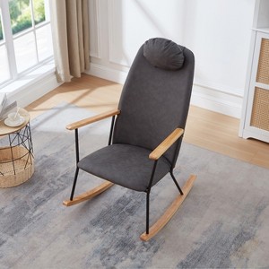 CAVINAS Accent Chair Rocking Chair with Adjustable Headrest Pillow Upholstered Glider Rocker Comfy Chair for Living Room, Bedroom - 1 of 4