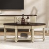 OUTSUPPLY Oval Coffee Table, Cocktail Table with Drawer & Shelf, Antique Distressed Finish for Living Room - 3 of 4