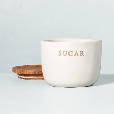 Stoneware Sugar Cellar with Wood Lid Cream/Brown - Hearth & Hand™ with Magnolia, image 4 of 5 slides