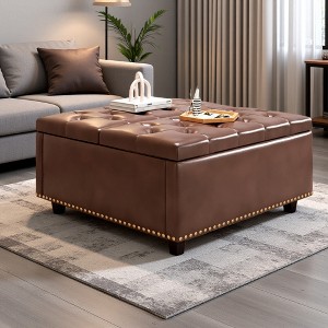 32.2" Mid-Century Linen Storage Bench - 1 of 4