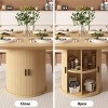 Dyonery 43.3''-59'' Extendable Round Dining Table for 4-6 People,Solid Wood Top with Fluted Slide Door & 8-Compartment Storage Space Saving Furniture - 4 of 4