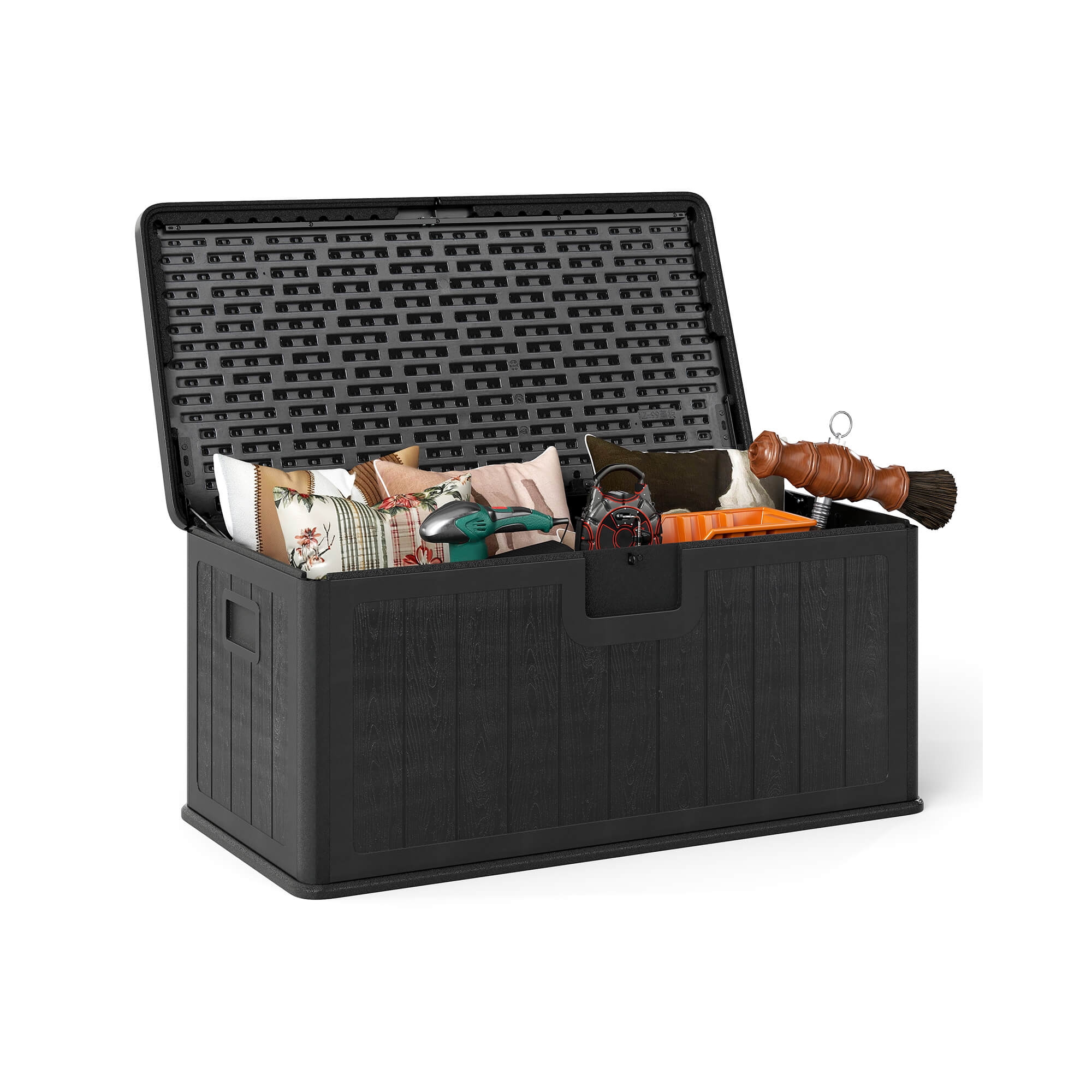 Costway Storage Box with Lockable Design & Gas Strut Handle 2 Person Bench Garden Organizer