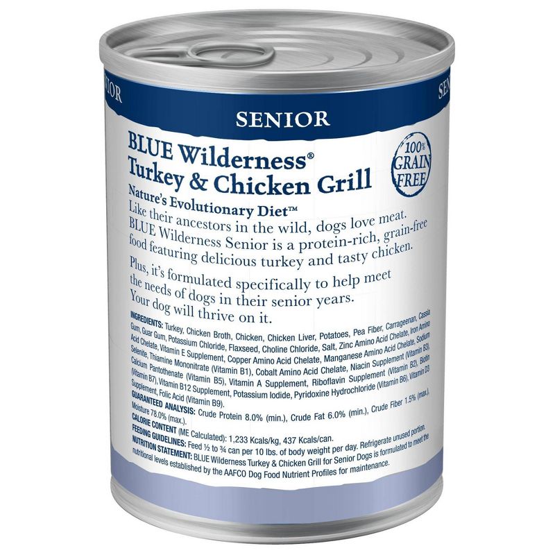 Blue Buffalo Wilderness High Protein, Natural Senior Wet Dog Food Turkey &#38; Chicken Grill - 12.5oz, 3 of 6