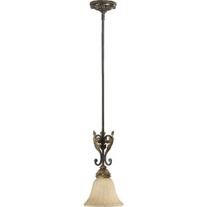 Quorum Lighting Rio Salado 1-Light Mini Pendant, Toasted Sienna/Mystic Silver, 8W x 19.25H, Stem Hanging, Incandescent, Damp Rated - 1 of 1