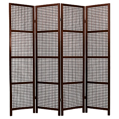 6 ft. Tall Miyagi Shoji Screen - Walnut (4 Panels)