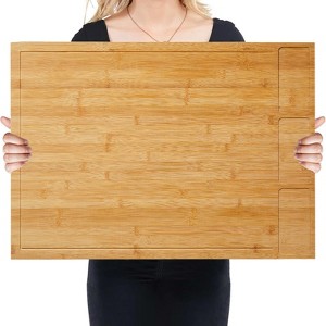 30" x 21" Extra Large Bamboo Cutting Board & Stovetop Cover, 2-in-1 Stove Top Cover Chopping Board with Detachable Feets, Kitchen Board - 1 of 4