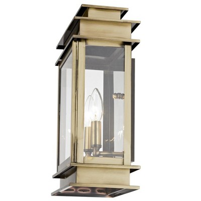 Antique Brass Princeton 2-Light Outdoor Wall Lantern with Clear Glass