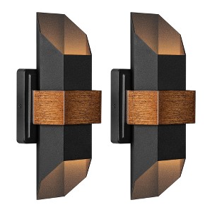 LamQee Geometric Wall Sconce Set of 2, Modern Lamp Sconces Wall Lighting Up and Down Porch Lights - 1 of 4