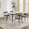 Acekool Mid-Century Dining Chairs Set of 2 with Boucle Upholstery, Curved Backrest & Adjustable Feet - Light Grey with Black Legs - 3 of 4