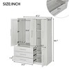 Vynxaria 4-Door Wardrobe Armoire Closet with 3 Drawers - Spacious and Stylish Storage Solution in White Finish - 4 of 4