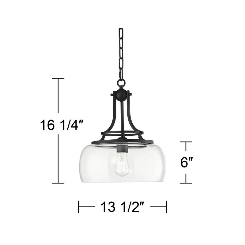 Franklin Iron Works Charleston Black Pendant Chandelier 13 1/2" Wide Modern LED Clear Glass for Dining Room House Kitchen Island Entryway Bedroom, 4 of 10