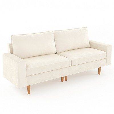 Beige 81-in Loveseat Sofa,Dutch Velvet,Comfy Cushion,Solid Wood Frame