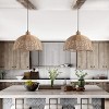 Dewdrop Boho Farmhouse Pendant Light Fixture Natural Rattan Woven Dome Chandelier - 4 of 4