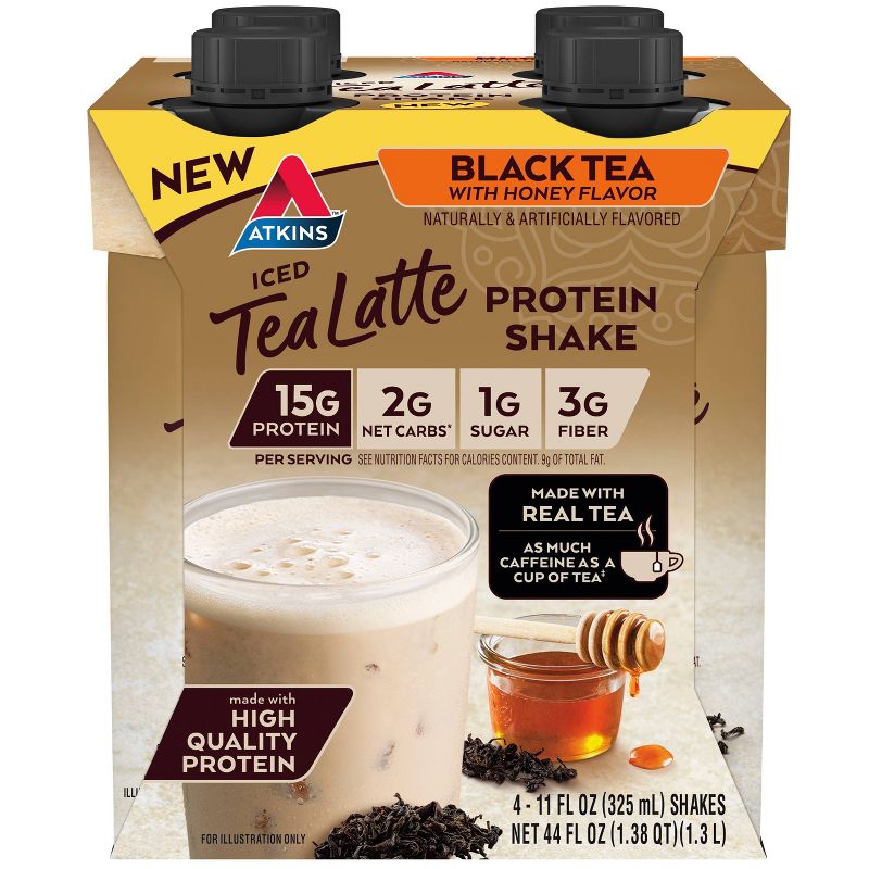 Atkins Black Tea Latte Protein Shake - 44 fl oz/4pk, 1 of 10