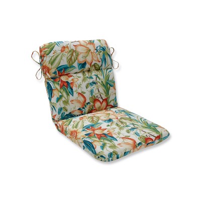 Botanical Glow Tiger Lily Rounded Corners Outdoor Chair Cushion Blue - Pillow Perfect