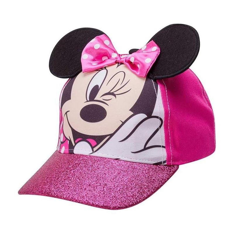 Disney Minnie Mouse Girls Baseball Cap, 3D Ears Glitter Rim (Toddler/Little Girl), 1 of 3