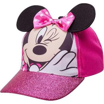 Disney Minnie Mouse Girls Baseball Cap, 3D Ears Glitter Rim (Toddler/Little Girl)