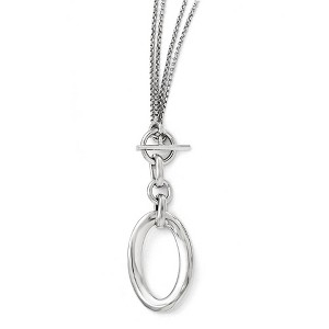 Black Bow Jewelry Bent Oval Double Strand Toggle Necklace in Sterling Silver, 17-Inch - 1 of 4