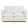 LeisureMod Nervo Mid-Century Modern Upholstered Faux Leather Loveseat with Gold Frame - 3 of 4